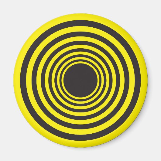 Hypnotisch geel op zwarte cirkels magneet (Voorkant)