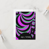 Hypnotisch Paars Groen Fijne verjaardag Elke keer Kaart (Voorkant / Achterkant in situ)