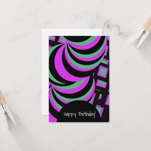 Hypnotisch Paars Groen Fijne verjaardag Elke keer Kaart (Voorkant / Achterkant in situ)