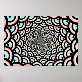 Hypnotisch psychedelisch boogpatroon poster