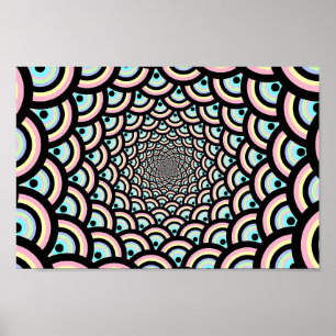 Hypnotisch psychedelisch boogpatroon poster