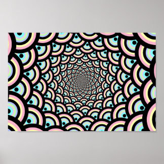 Hypnotisch psychedelisch boogpatroon poster