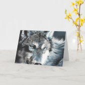 Hypnotisch - Wolf Wenskaart Kaart (Gele Bloem)