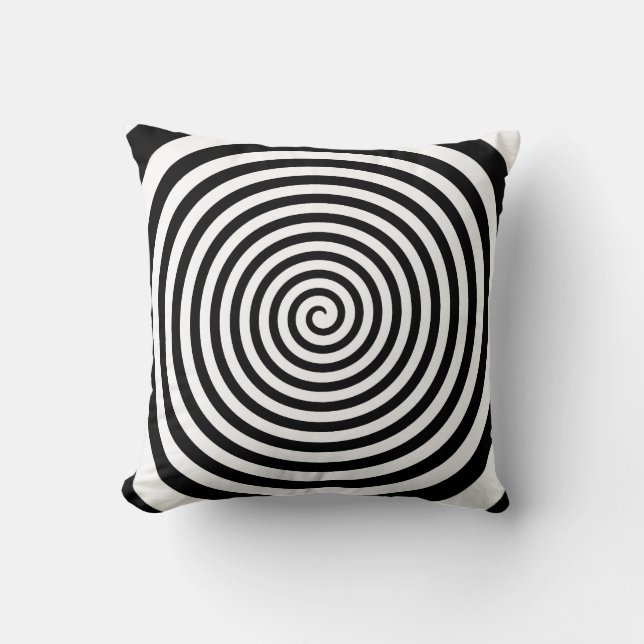 Hypnotisch zwart en wit spiraaltje - Hypno-Pillow Kussen (Voorkant)