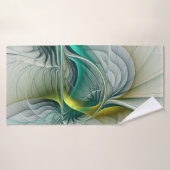 Hypnotische Abstracte Golden Turquoise Blauwgroen  Badhanddoek (Badhanddoek)