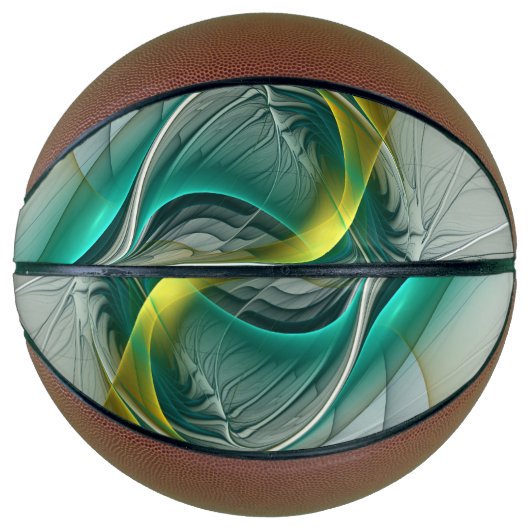 Hypnotische Abstracte Golden Turquoise Blauwgroen  Basketbal (Voorkant)