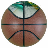 Hypnotische Abstracte Golden Turquoise Blauwgroen  Basketbal (Rechts)