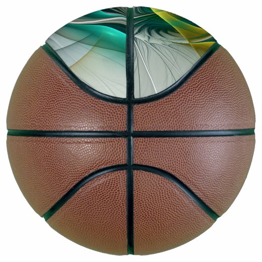 Hypnotische Abstracte Golden Turquoise Blauwgroen  Basketbal (Rechts)