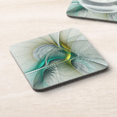 Hypnotische Abstracte Golden Turquoise Blauwgroen  Bier Onderzetter (Linkerzijde)