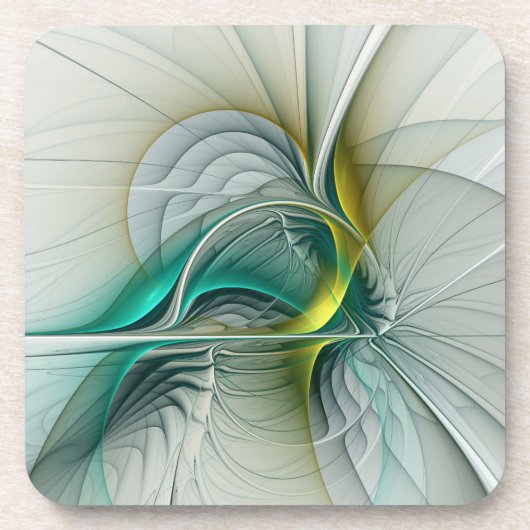 Hypnotische Abstracte Golden Turquoise Blauwgroen  Bier Onderzetter (Voorkant)