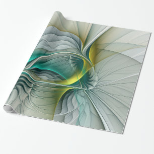 Hypnotische Abstracte Golden Turquoise Blauwgroen Cadeaupapier