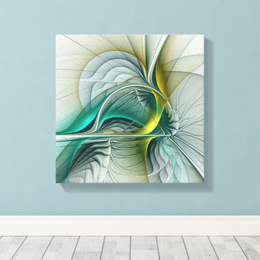Hypnotische Abstracte Golden Turquoise Blauwgroen Canvas Afdruk (Insitu (Houten vloer))