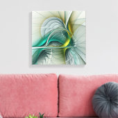 Hypnotische Abstracte Golden Turquoise Blauwgroen  Canvas Afdruk (Insitu (Woonkamer))