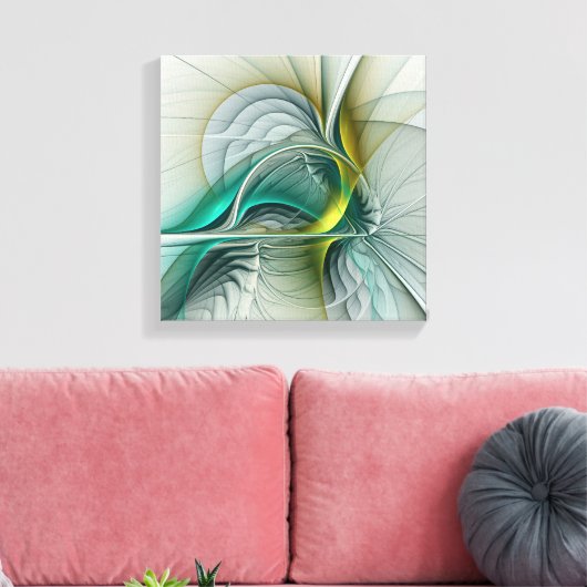 Hypnotische Abstracte Golden Turquoise Blauwgroen Canvas Afdruk (Insitu (Woonkamer))
