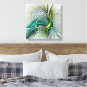 Hypnotische Abstracte Golden Turquoise Blauwgroen  Canvas Afdruk (Insitu (Slaapkamer))