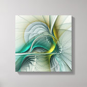 Hypnotische Abstracte Golden Turquoise Blauwgroen Canvas Afdruk (Voorkant)