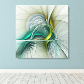 Hypnotische Abstracte Golden Turquoise Blauwgroen  Canvas Afdruk (Insitu (Houten vloer))