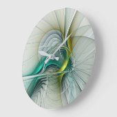 Hypnotische Abstracte Golden Turquoise Blauwgroen  Grote Klok (Hoek)