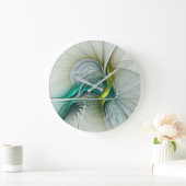 Hypnotische Abstracte Golden Turquoise Blauwgroen  Grote Klok (Huis)