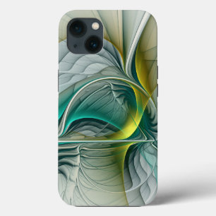 Hypnotische Abstracte Golden Turquoise Blauwgroen iPhone 13 Hoesje