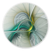 Hypnotische Abstracte Golden Turquoise Blauwgroen  Keramische Knop (Voorkant)