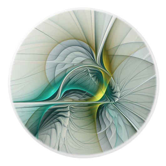 Hypnotische Abstracte Golden Turquoise Blauwgroen  Keramische Knop (Voorkant)