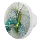 Hypnotische Abstracte Golden Turquoise Blauwgroen  Keramische Knop (Rechts)