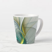 Hypnotische Abstracte Golden Turquoise Blauwgroen  Latte Mok (Rechterhoek)