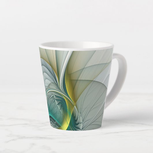 Hypnotische Abstracte Golden Turquoise Blauwgroen  Latte Mok (Rechterhoek)