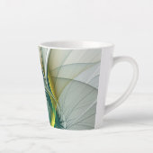 Hypnotische Abstracte Golden Turquoise Blauwgroen  Latte Mok (Rechts)