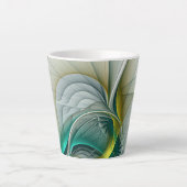 Hypnotische Abstracte Golden Turquoise Blauwgroen  Latte Mok (Voorkant)
