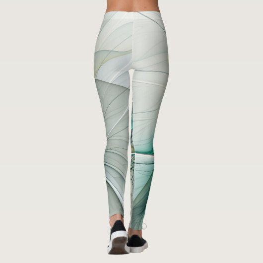 Hypnotische Abstracte Golden Turquoise Blauwgroen  Leggings (Achterkant)