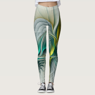 Hypnotische Abstracte Golden Turquoise Blauwgroen  Leggings