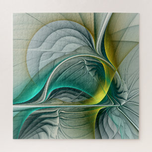 Hypnotische Abstracte Golden Turquoise Blauwgroen  Legpuzzel