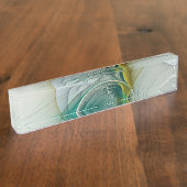 Hypnotische Abstracte Golden Turquoise Blauwgroen  Naambordje (Zijkant)