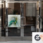 Hypnotische Abstracte Golden Turquoise Blauwgroen  Raamsticker (Kantoordeur)