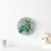 Hypnotische Abstracte Golden Turquoise Blauwgroen  Ronde Klok (Huis)