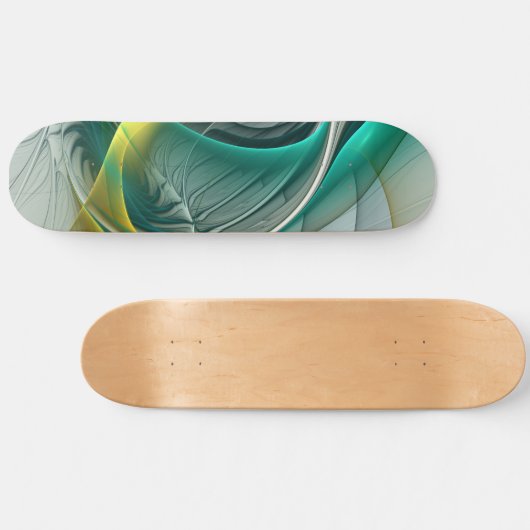 Hypnotische Abstracte Golden Turquoise Blauwgroen  Skateboard (Horizontaal)