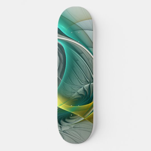 Hypnotische Abstracte Golden Turquoise Blauwgroen  Skateboard (Voorkant)