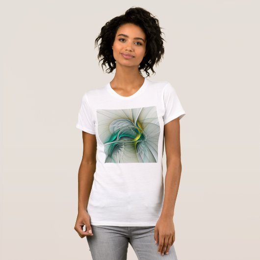Hypnotische Abstracte Golden Turquoise Blauwgroen  T-shirt (Voorkant volledig)