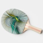Hypnotische Abstracte Golden Turquoise Blauwgroen  Tafeltennisbatje (Zijkant)