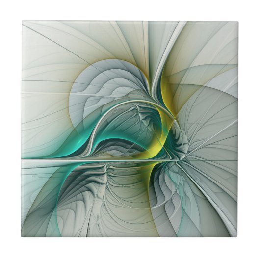 Hypnotische Abstracte Golden Turquoise Blauwgroen  Tegeltje (Voorkant)