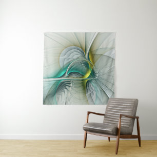 Hypnotische Abstracte Golden Turquoise Blauwgroen  Wandkleed