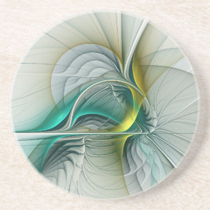 Hypnotische Abstracte Golden Turquoise Blauwgroen Zandsteen Onderzetter