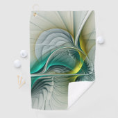 Hypnotische Abstracte Gouden Turquoise Groen Fract Golfhanddoek (Insitu)