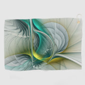 Hypnotische Abstracte Gouden Turquoise Groen Fract Golfhanddoek (Horizontaal)
