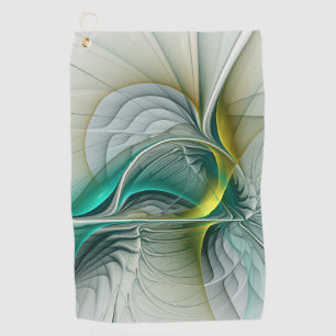Hypnotische Abstracte Gouden Turquoise Groen Fract Golfhanddoek