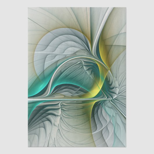 Hypnotische Abstracte Gouden Turquoise Teal Fracta Tissuepapier (Voorkant)
