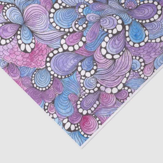 Hypnotische Abstracte handgetekende Paarse organis Tissuepapier (Detail)