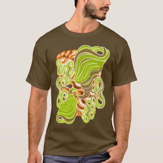 Hypnotische amorfe phantasmagoric moderne groovy t-shirt (Voorkant)